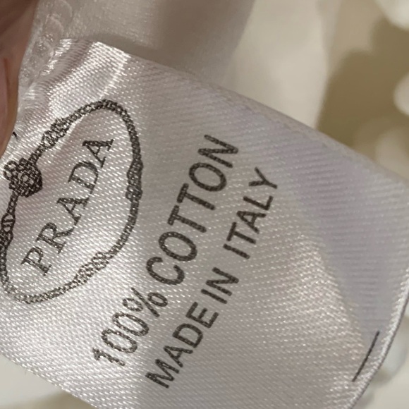 Prada White Cotton Jogger Pants Women’s Large Grey Side Stripe Emblem wom size L - Picture 10 of 15